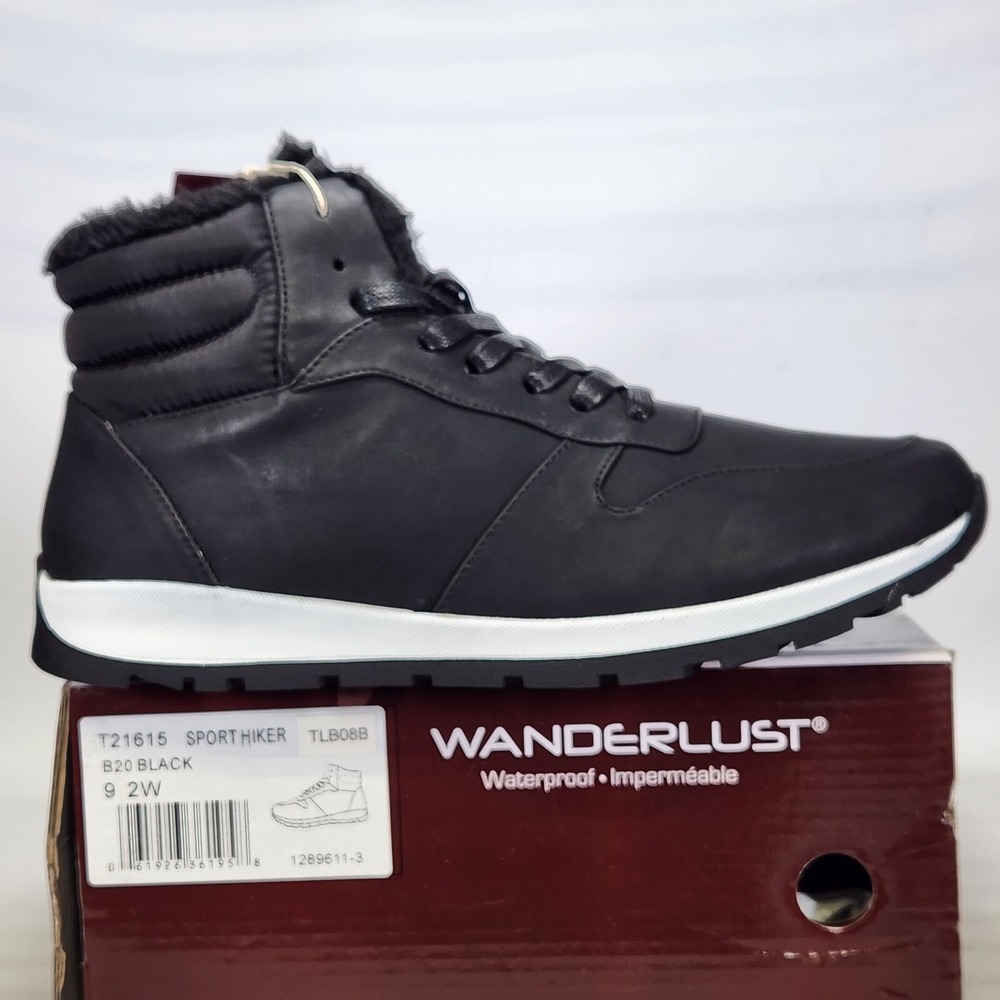 Wanderlust Sport Hiker Black Waterproof Faux Fur Lined Boots Women 9 2W T21615